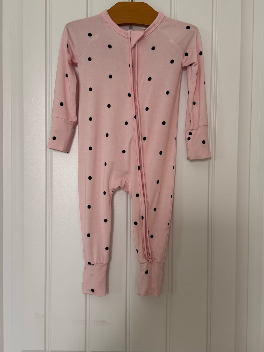 In My Jammers Blush Pink Polka Dot Zip 0–3 Months Bamboo Viscose Baby Sleeper